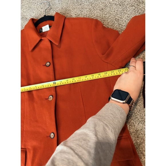 Vintage Harve Benard Wool Cashmere Button Front Coat Burnt Orange Size 16 Classy - Picture 4 of 6